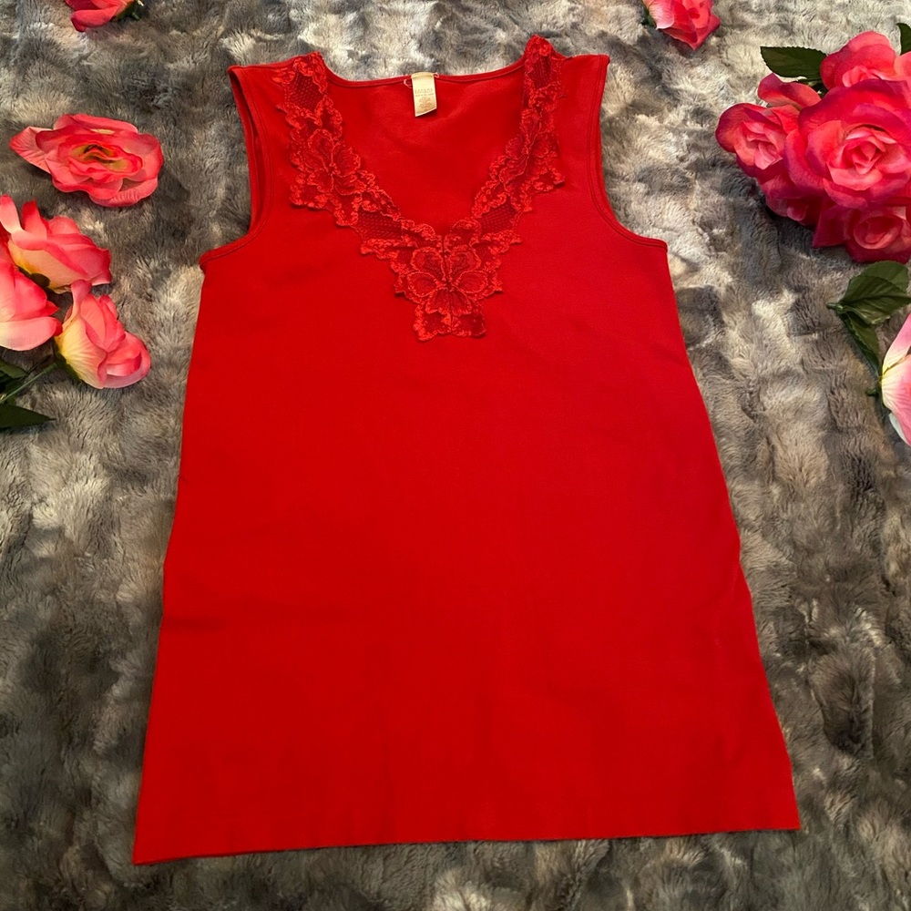 Red lace tank top